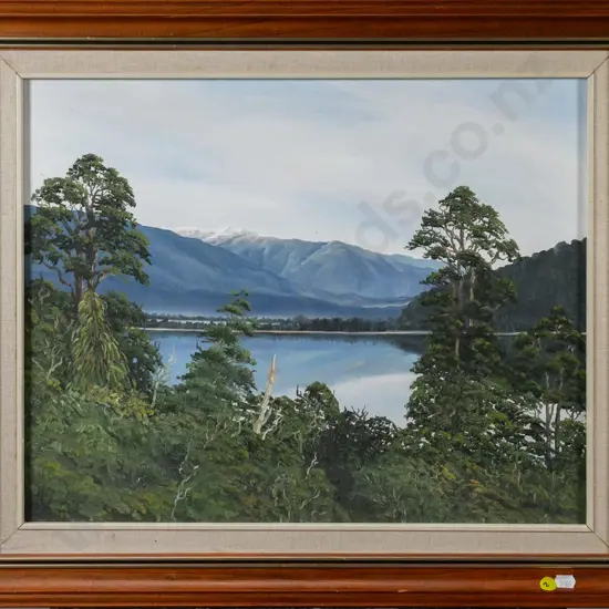 Yvonne McMahon 1985 - framed oil - Lake Ianthe South Westland H-390 W-490