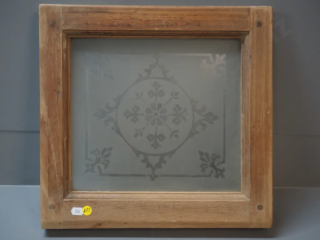 small window panel with frosted and etched glass 350 x 330 Image 1++