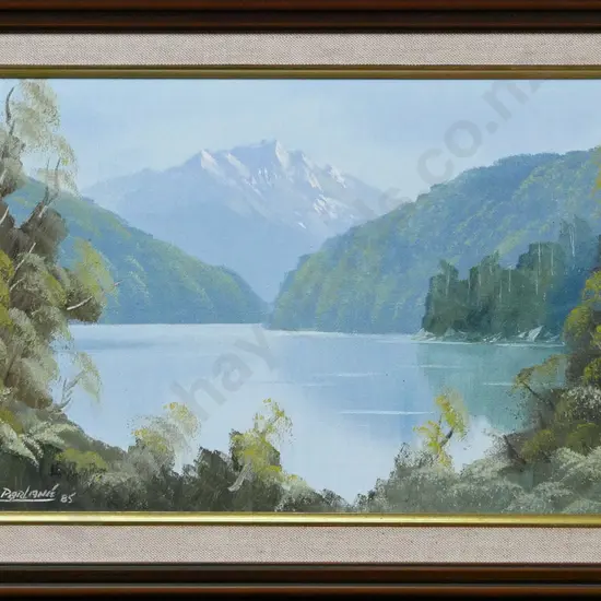 Don Parlane '85 - framed oil "Charles Sound Fiordland"  H-220 W-340