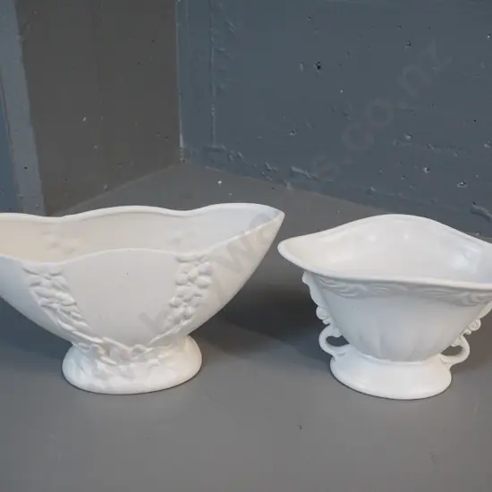 Crown Lynn vase No. 2113 - H150 L300 - and an unmarked white vase