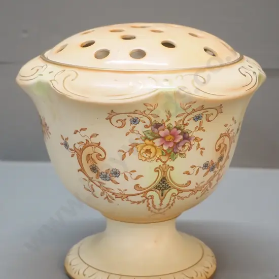 Ducal 'Louis' pattern footed blushware rose bowl - some tape residue H-180 D-180