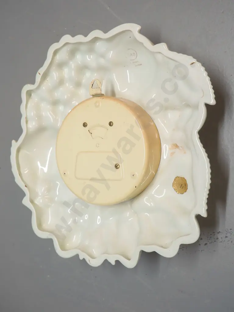 JAS German porcelain wind-up wall clock w/relief fruits & nuts pattern - no key H290 Image 1++