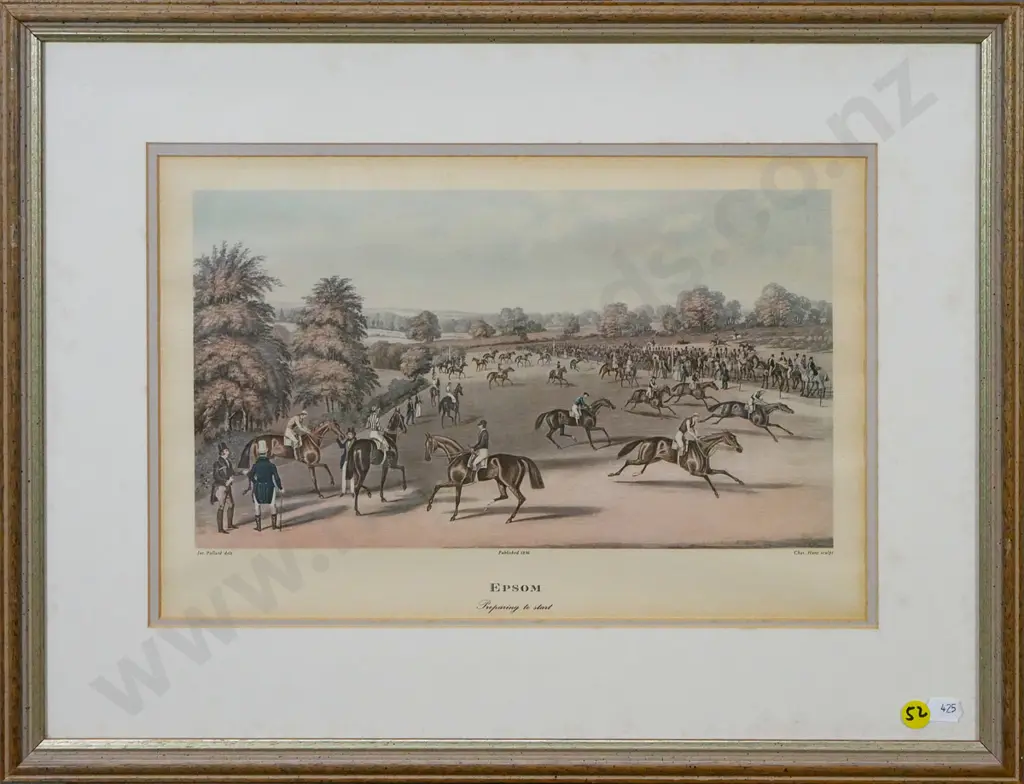 framed vintage print - Epsom (some foxing and wrinkles) H-235 W-350 Image 1++