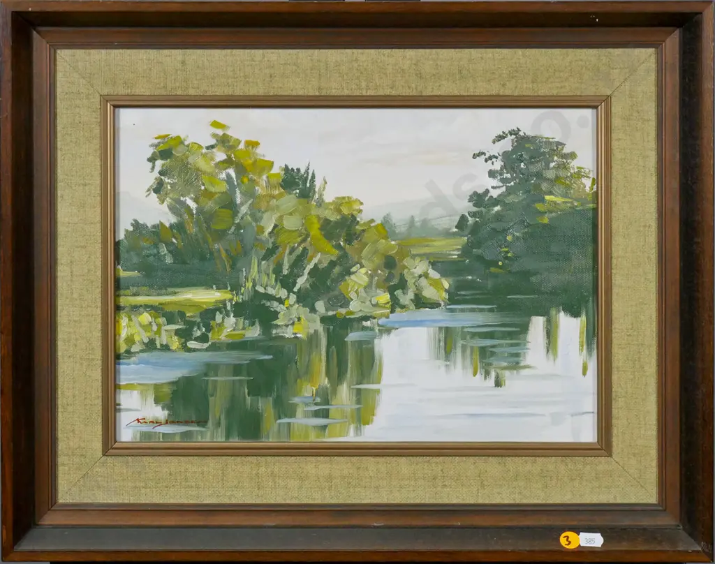 Karl Jensen - framed oil - river scene H-240 W-340 Image 1++