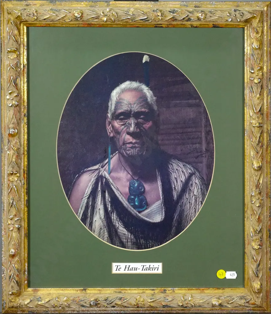 gilt framed Goldie print "Te Hau-Takiri" H-300 W-240 Image 1++