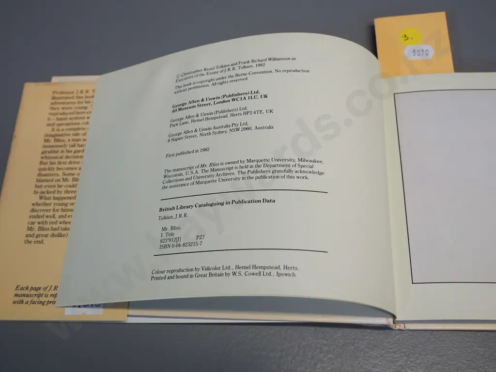 3 books -  signed copy of Scarlet Letters by Gary McCormick, Goldfinger (Book Club Edition) & Tolkien's 1982 Mr. Bliss Image 1++
