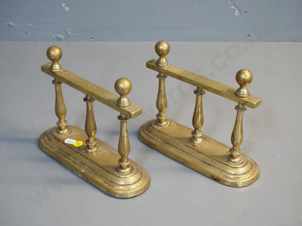 pair of small solid brass andirons / fire dogs - H-170 L-210 Image 1++