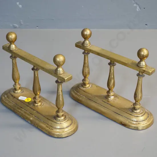 pair of small solid brass andirons / fire dogs - H-170 L-210