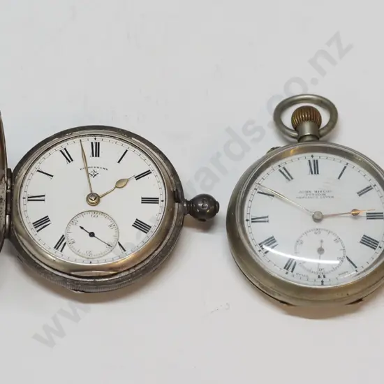 2 silver pocket watches both need attention