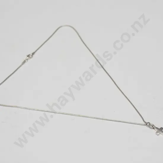 silver small cross necklace chain stamped 925