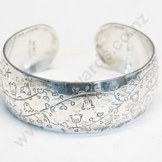 silver engraved cuff bangle stamped sterling