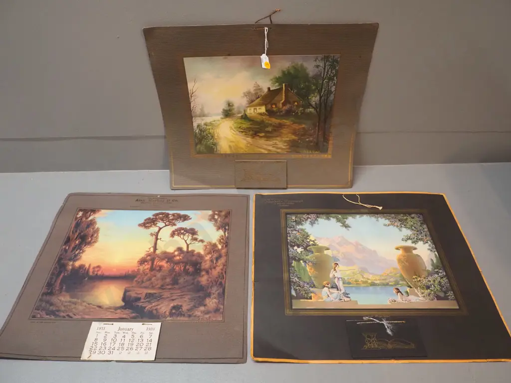 3 vintage pictorial calendars - Ranfurly 1929 & 33 and 1929 Marshall's Pharmacy Dunedin Image 1++