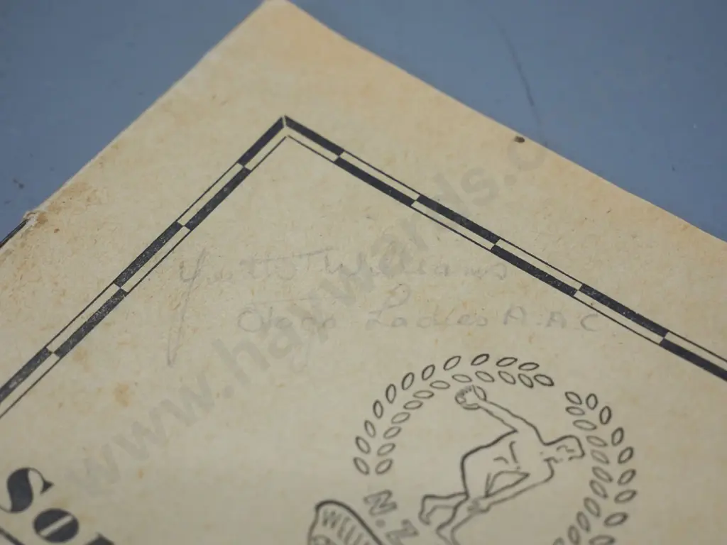 1951 Inter-University Canterbury-Victoria sports meet souvenir booklet, signed by Yvette Williams on cover, some foxing Image 1++