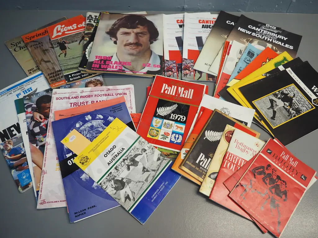large assortment of rugby programs - All Blacks, Lions, Springbok tour, etc - most are 1960s and 70s, latest 1987 Image 1++
