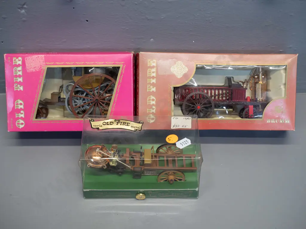 3 Brumm model vintage vehicles in original packaging: 'Old Fire' fire engines Image 1++