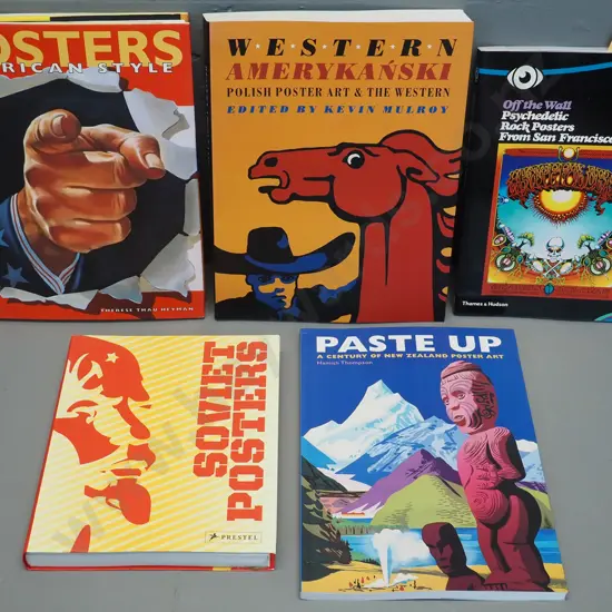 5 books on poster design: New Zealand, American, Soviet, Polish Westerns & the San Francisco Psychedelic music scene