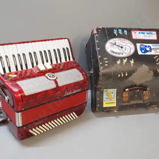 Paolo Soprani 80-bass piano accordion - wear and corrosion to carry case