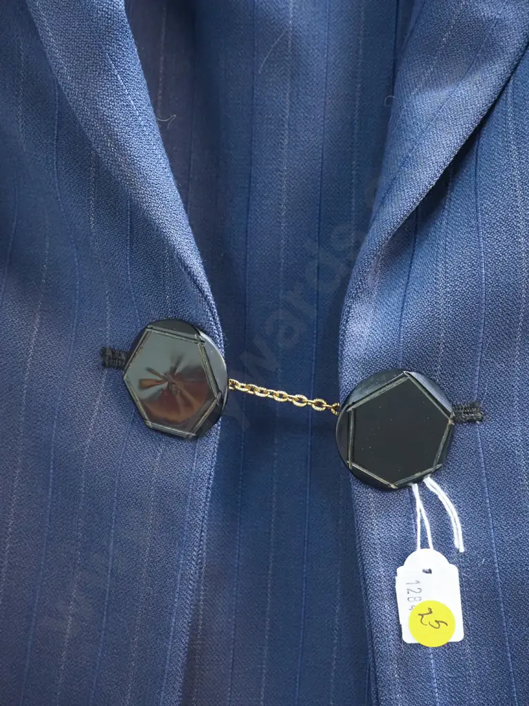 vintage blue tailored lady's suit with bakelite or plastic buttons - "Petone" on maker's label Image 1++