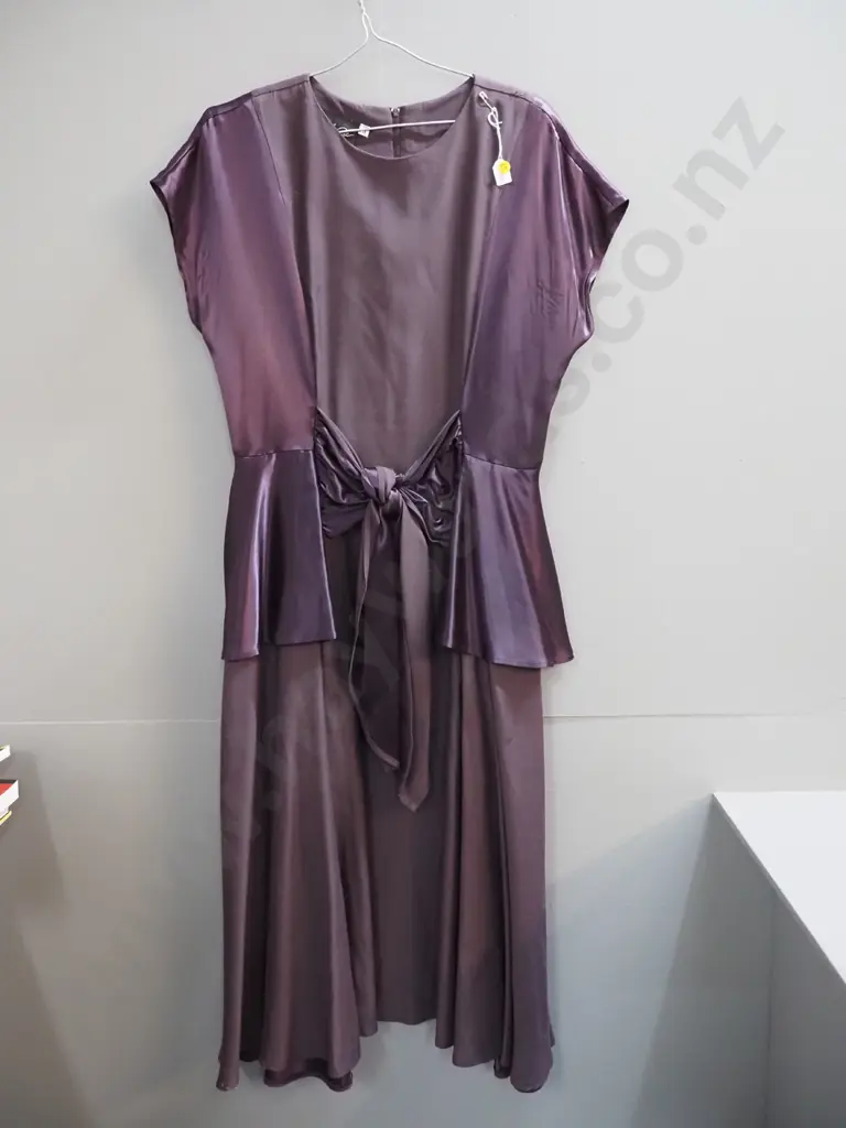 vintage purple satin & crepe cocktail dress - "Wild Rose" label Image 1++
