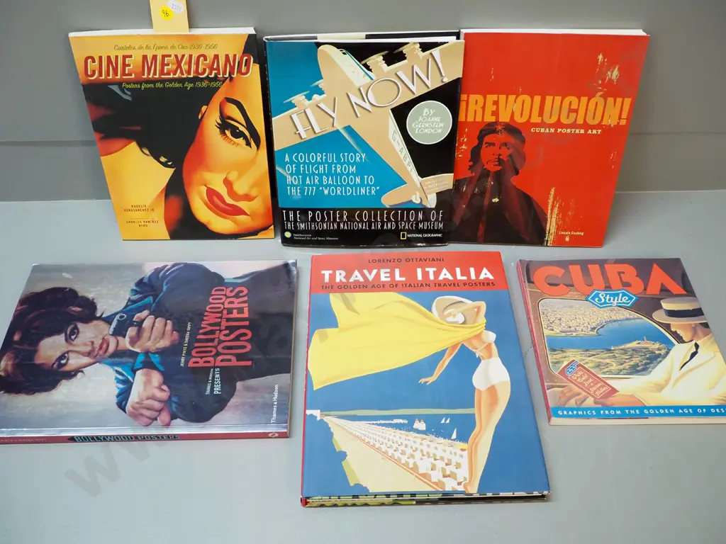 6 books on poster & graphic design: Cuba, Mexico, Italy, flight advertising & Bollywood movie posters Image 1++