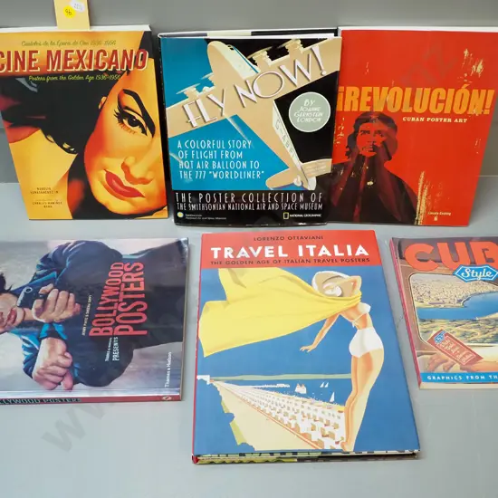 6 books on poster & graphic design: Cuba, Mexico, Italy, flight advertising & Bollywood movie posters