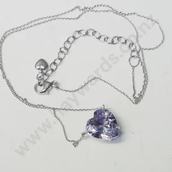 cz heart necklace on chain both stamped 925