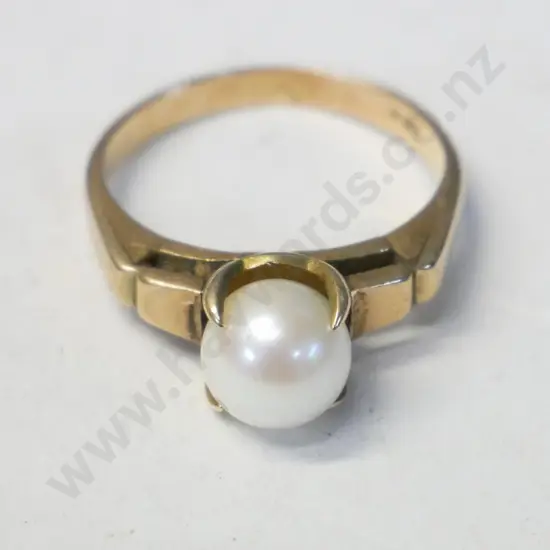 pearl dress ring stamped 14k