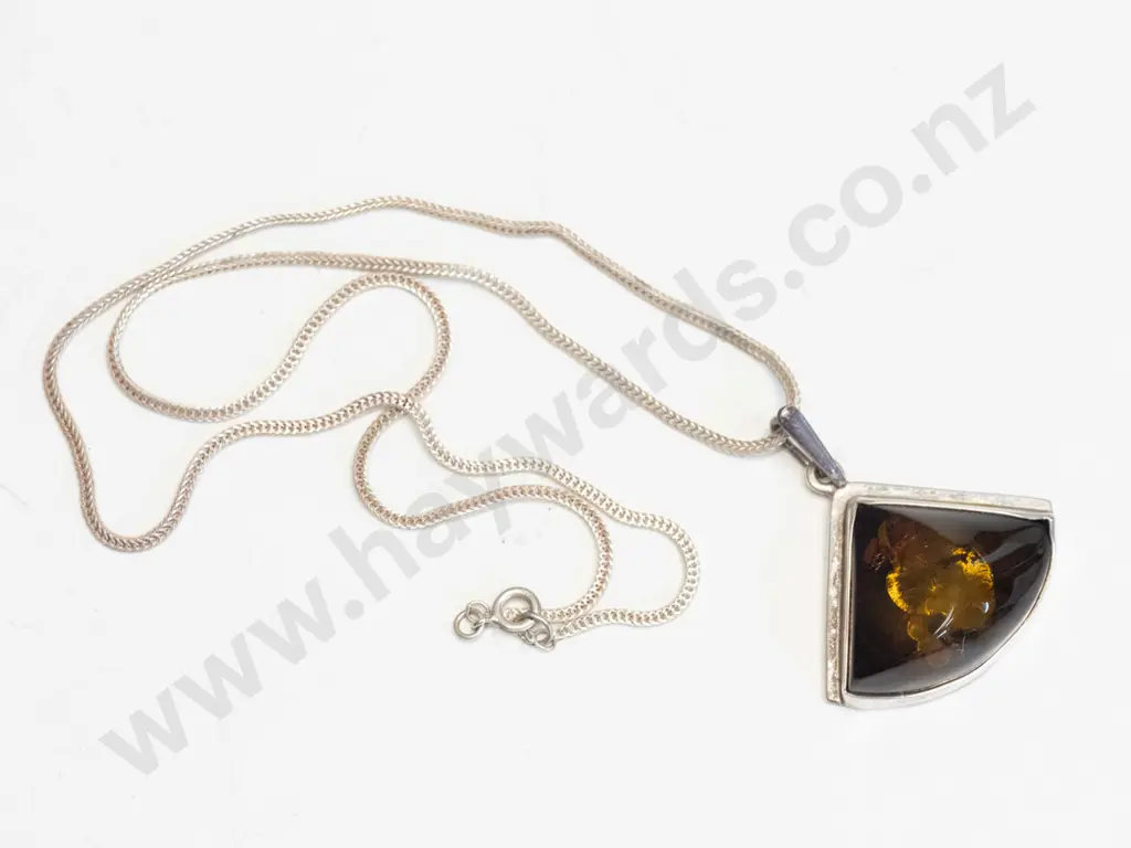 sillver & amber necklace stamped 925 Image 1++