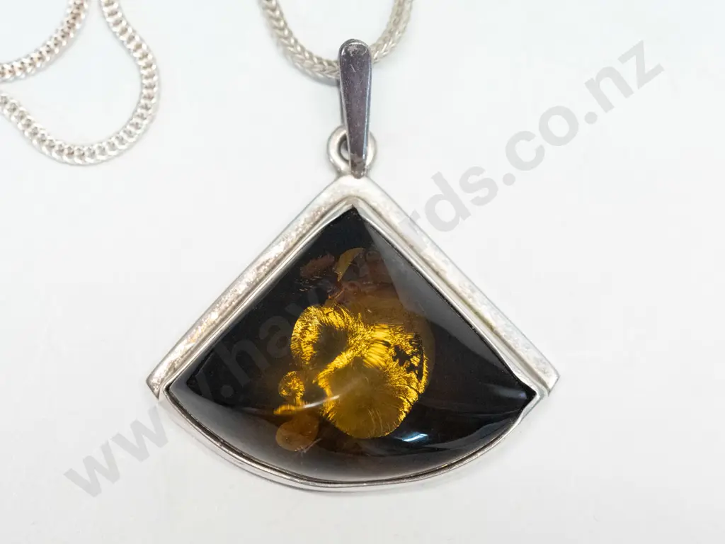 sillver & amber necklace stamped 925 Image 1++