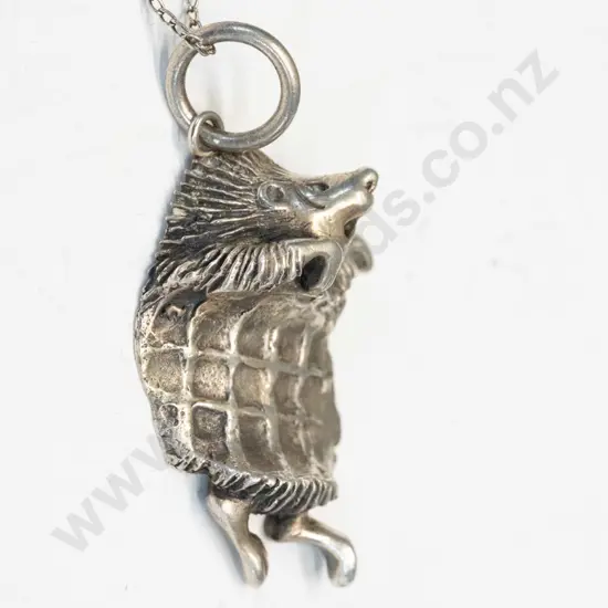 silver hedgehog necklace stamped stg
