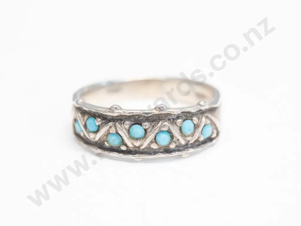 silver turquoise ring stamped 925 Image 1++