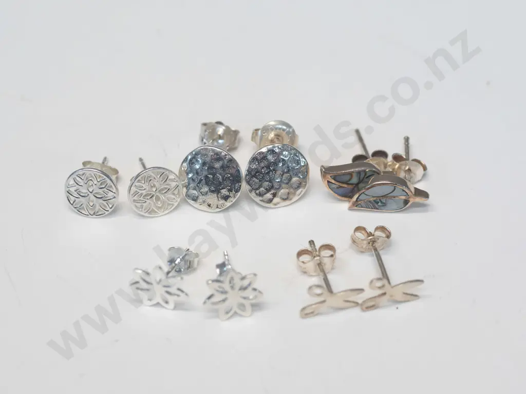 5 pairs asstd silver earrings all stamped 925 Image 1++