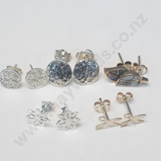 5 pairs asstd silver earrings all stamped 925