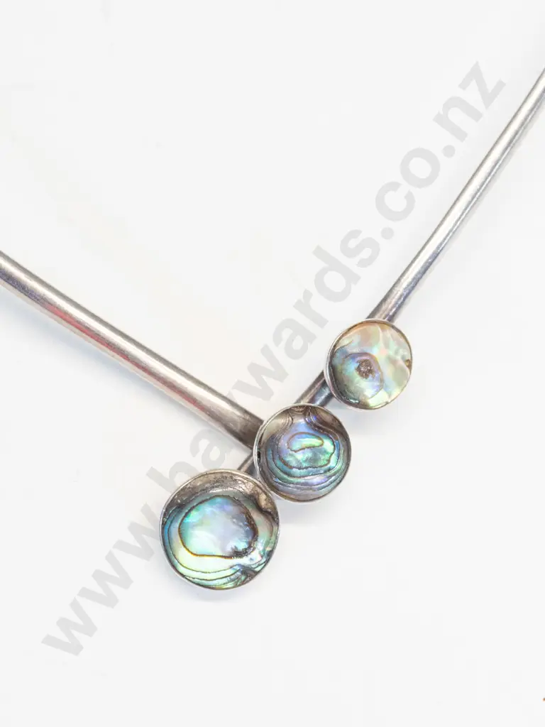 silver paua shell necklace stamped 925 Image 1++