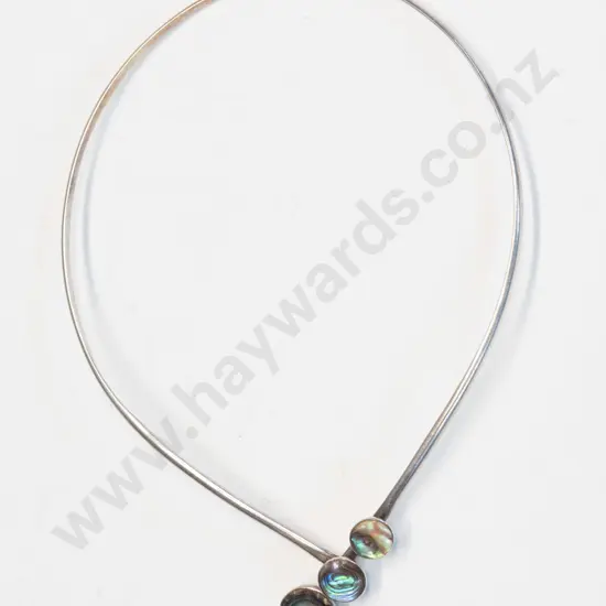 silver paua shell necklace stamped 925