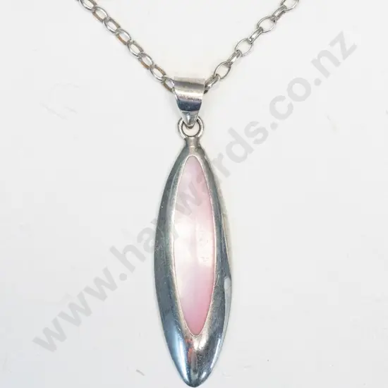 silver/pink necklace stamped 925