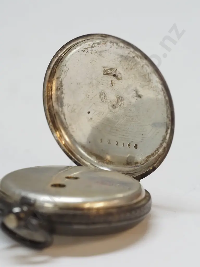 silver pocket watch stamped 925, 2 lions &127165 Image 1++