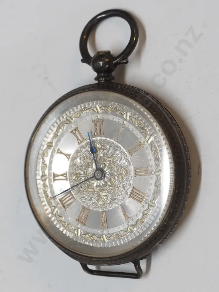 silver pocket watch stamped 925, 2 lions &127165 Image 1++