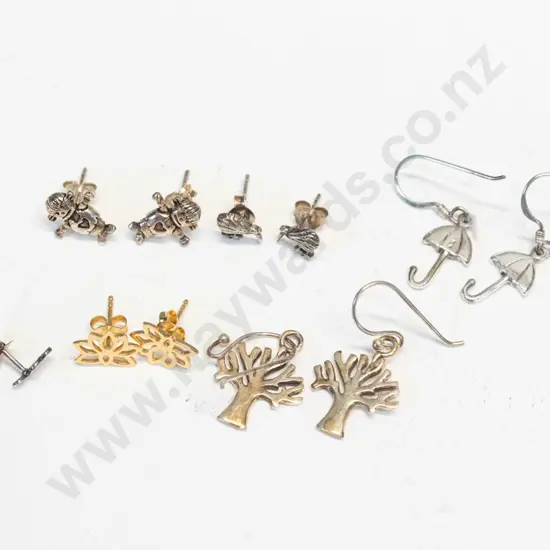 6 pairs asstd earrings stamped 925