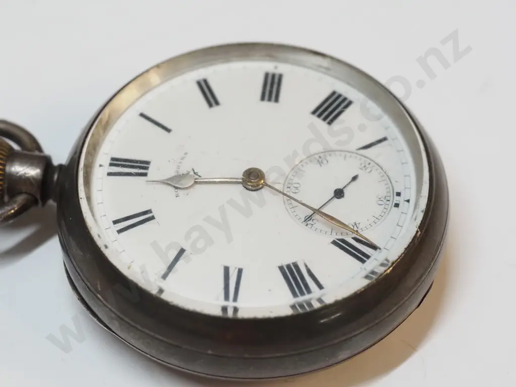 silver pocket watch & chain stamped lion, achor Z Image 1++