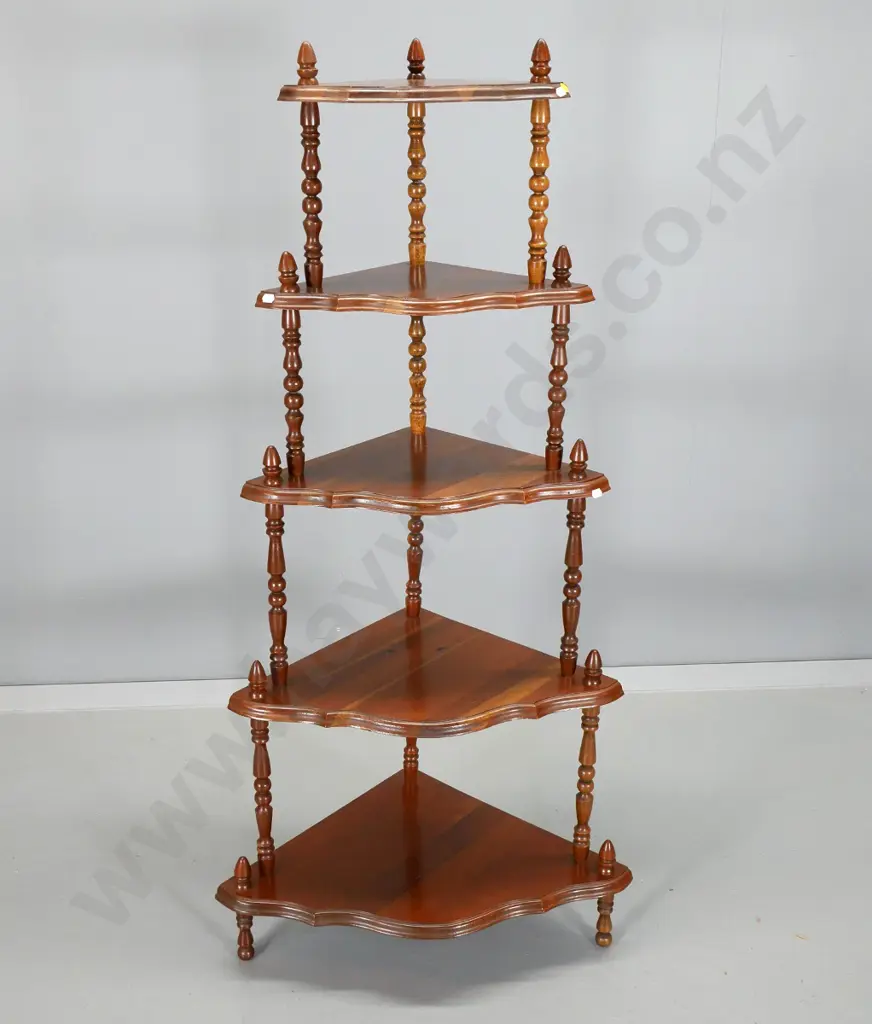 reproduction mahogany 5-tier corner whatnot with spindle upstands H1290 W600 D400 Image 1++