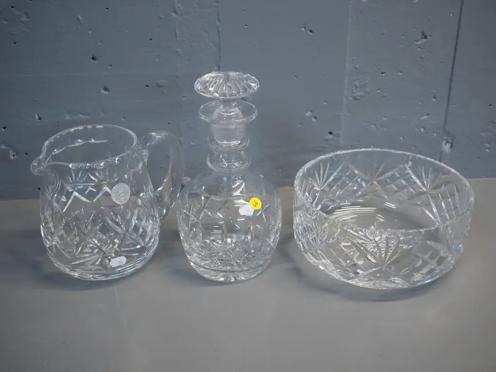 3 pieces of Web Corbett cut crystal - decanter H230, jug, and salad bowl D-200 Image 1++