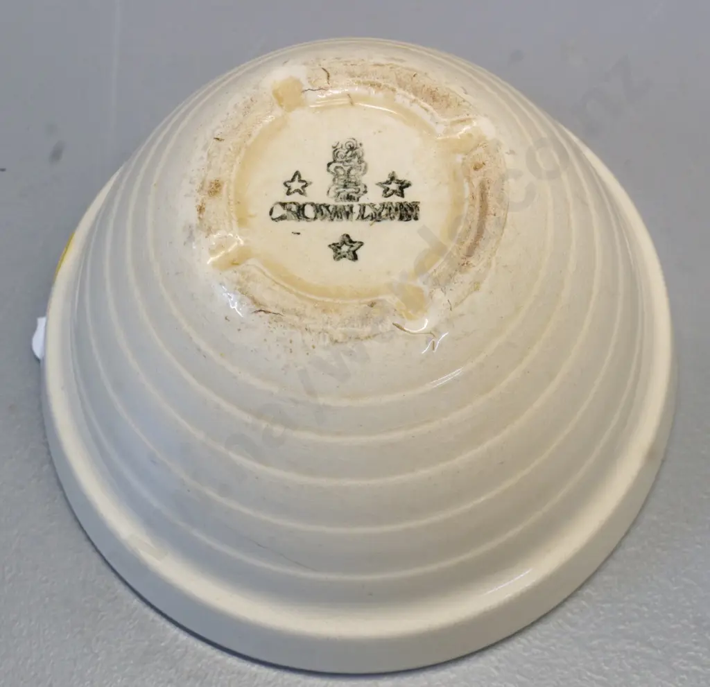early Crown Lynn tiki mark small mixing bowl - some discolouration H-80 D-130 Image 1++