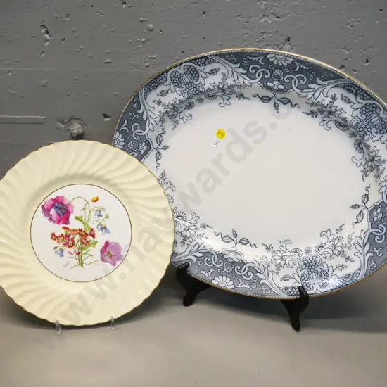 Royal Doulton "Matsumai" pattern ashett L435 W355 and a hand painted Minton cabinet plate signed J. Colclough