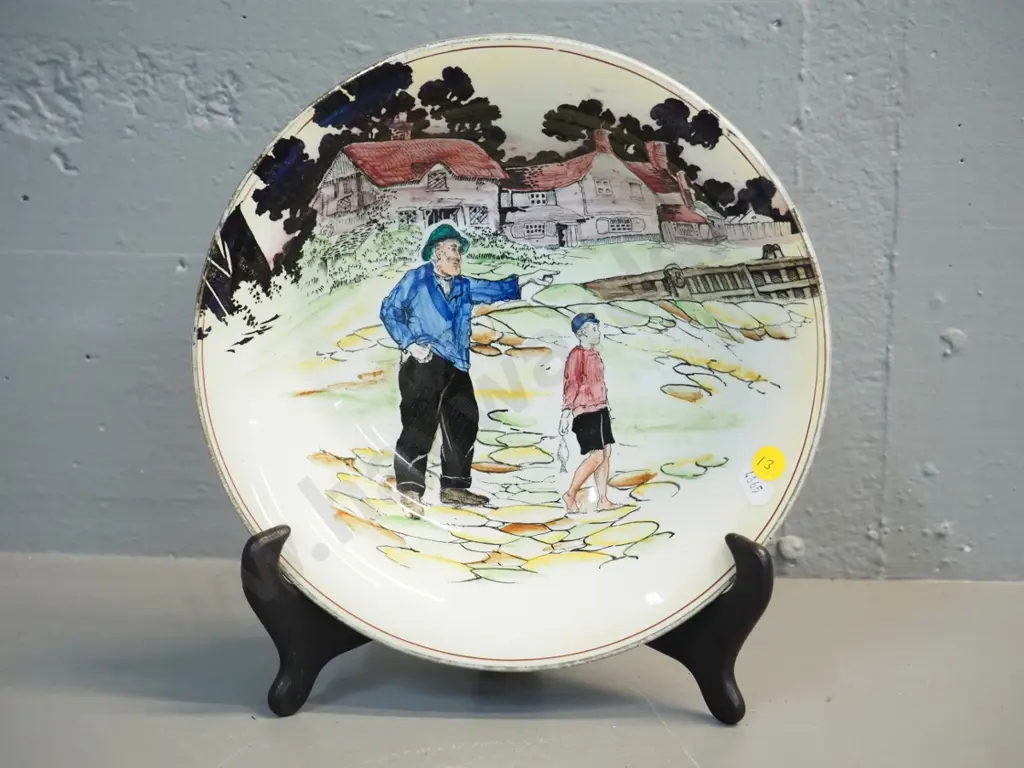 Grimwades 'Quaint Characters' bowl - rubbing to gilt around rim D-255 Image 1++