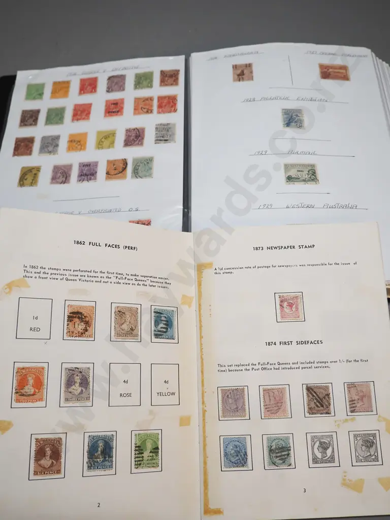 2 stamp albums - one includes early New Zealand, larger folder is mainly Australian Image 1++