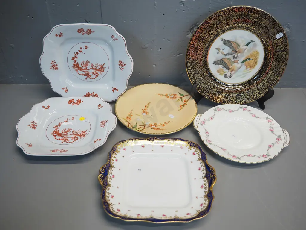 6 English china display plates including 2 Wedgwood Chanticleer. Royal Imperial D270, Royal Worcester, Paragon, Minton Image 1++