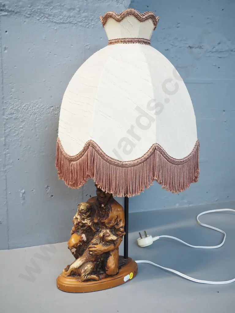 Allan Davey composite figural 'Farmer' base table lamp with tasseled shade - flaking to finish on figure H570 Image 1++