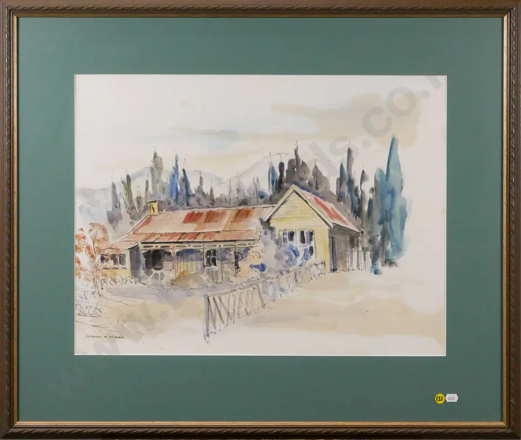 Kathleen M McBeath - framed ink and watercolour "Peebles"  H-390 W-520 Image 1++