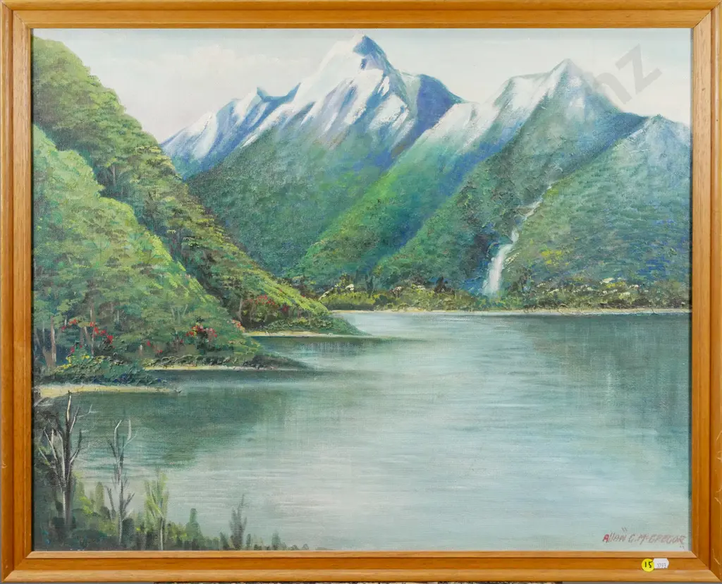 Allan McGregor - framed  oil - lake and mountain scene H-580 W-730 Image 1++